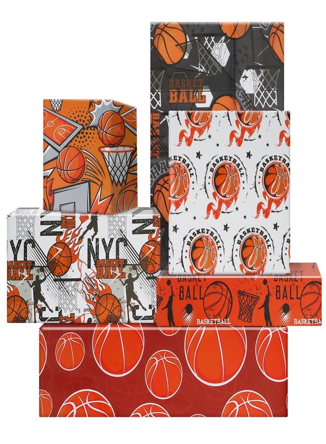 AirCool Basketball Wrapping Paper for Men Boys Kids, Shoot a Basket Basketball Ball Wrapping Paper 12 Sheets Foled Flat 20x28 Inches per Sheet, Basketball Gift Wrap For Basketball Birthday Sports Party - Image 1